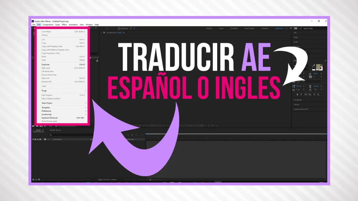 ¿Cómo cambiar el idioma en After Effects? Rápido y Fácil - ¡Aprende ya! - Video Tutorial - Blog - Jonathanrijoblog - jonathanrijo.com